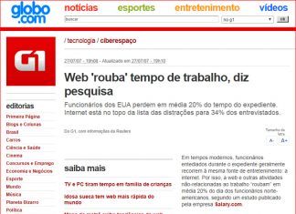 Horas perdidas com internet: desastre nacional